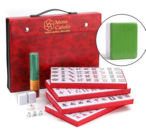 Professional Mahjong Set Numbered Melamine Tiles Green With