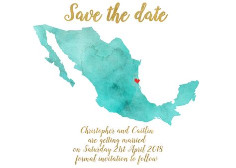 Map Save The Date Mexico Save The Date Destination Wedding Etsy