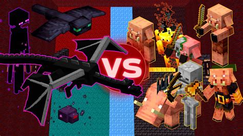 Team End Ender Dragon Vs Team Nether Minecraft Mob Battle 1 16 2 Youtube