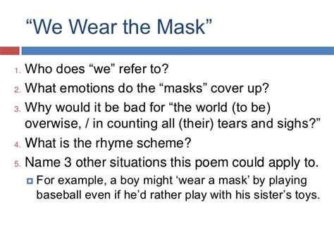 Dunbar, we wear the mask