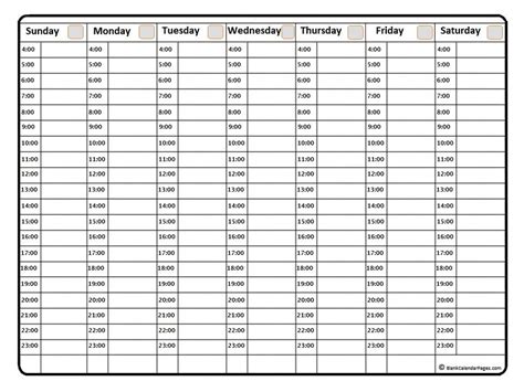 Printable hourly schedule template 24 hours planner blank templates ...