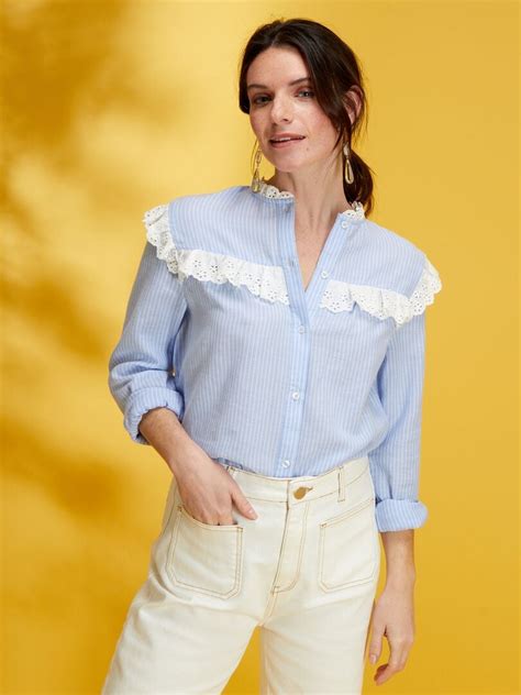 Blusa Con Volantes Azul P Lido Kiabi