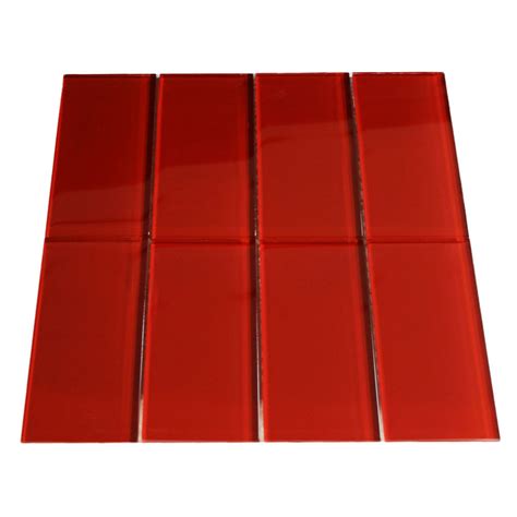 Red Glass Subway Tile Kitchen Backsplash Pebble Tile Shop