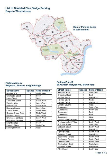 Westminster Parking Zones Map - Map Of South America