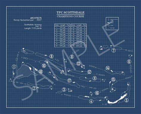 TPC Scottsdale Champions Course Blueprint (Print) - 16x20 Poster Print ...