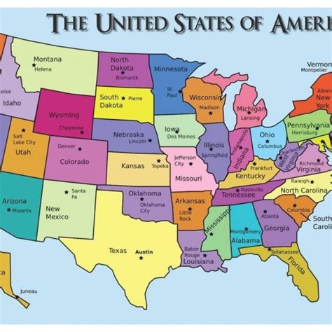 Map Of State Capitals Printable