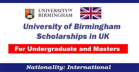 University of Birmingham Scholarships 2023-24 in UK [Funded]