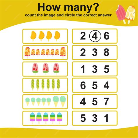 Planilha de contagem e círculo planilha de matemática educacional para