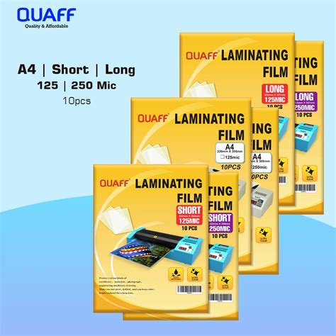 Sheets Quaff Laminating Film Size Microns Microns A