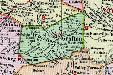 Taylor County, West Virginia 1911 Map by Rand McNally, Grafton ...