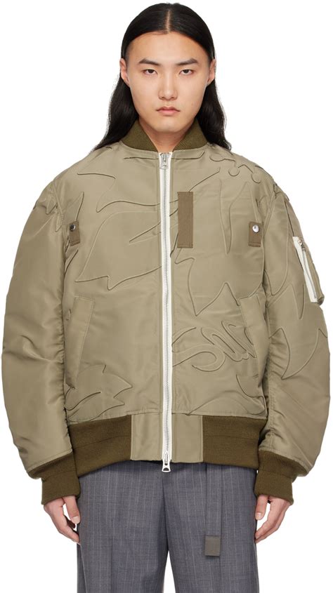 Khaki Patch Bomber Jacket By Sacai On Sale