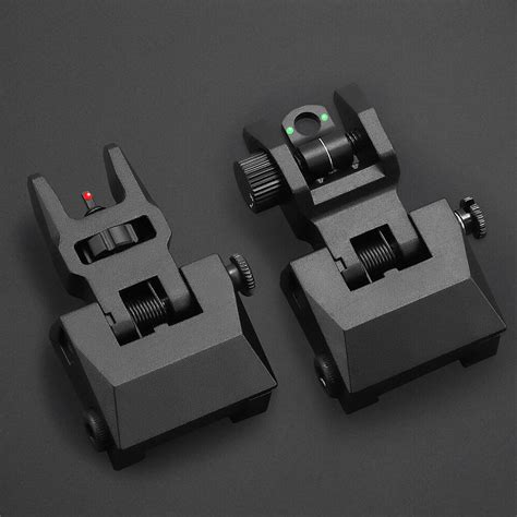 Foldable Iron Sights Flip Up Front And Rear Sight Fiber Optics Dual