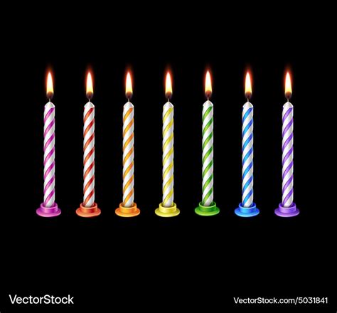 Birthday Candles Flame Fire Light Isolated Vector Image