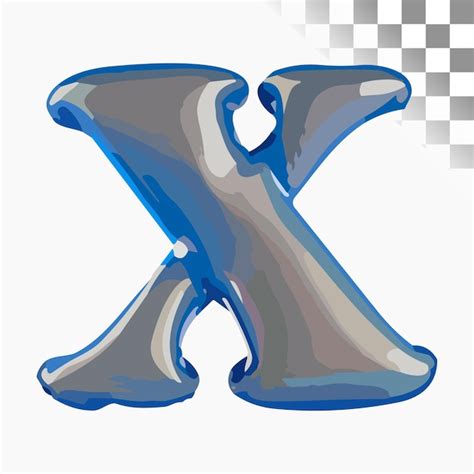 X Diseño de letras estilosa fuente azul 3D renderizado globo de