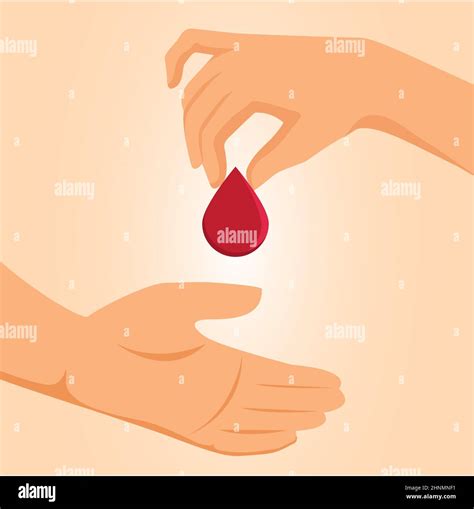 Hand Giving Donate Blood World Blood Donor Day Concept Red Drop