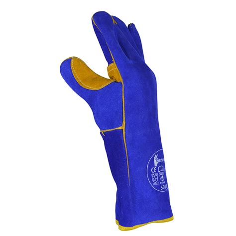 Dexterhand Guante Soldador Azul Cosido Con Hilo Kevlar Y Refuerzo