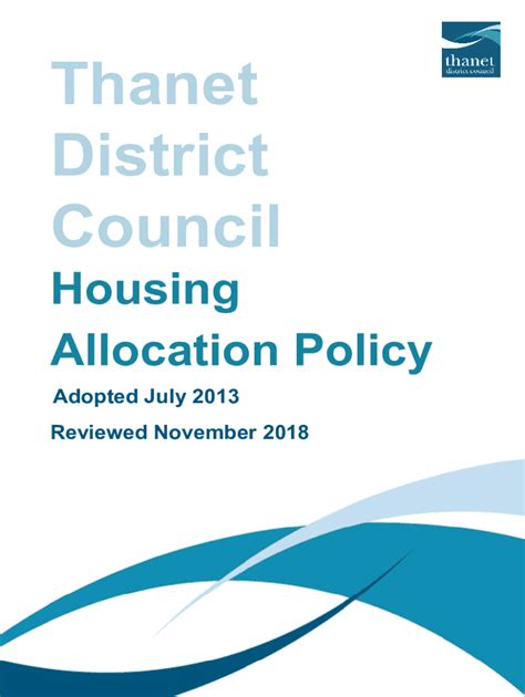 Fillable Online Thanet Dc Housing Allocation Policy Review Kent