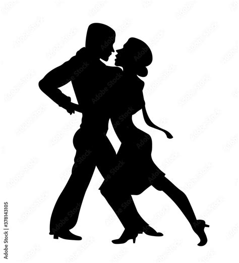 Couple Dancing Silhouette Vector Illustration Man And Woman Isolated