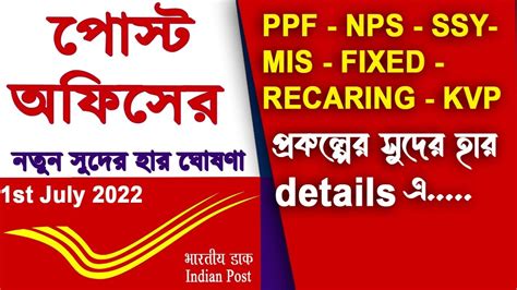 Latest Post Office Interest Rates From July 2022 PPF Sukanya SCSS