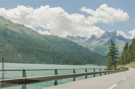 Silvaplana Dorf Alpen Engadin Oberengadin Passstrasse