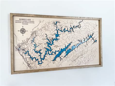 Norris Lake Wall Art Custom Wood Map 3d Wall Art Norris Etsy