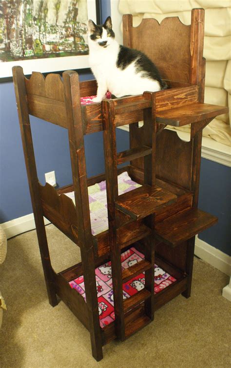 Cat Beds Solid Wood Triple Bunk Bed Slumber Party Made By 9 Cat Corner