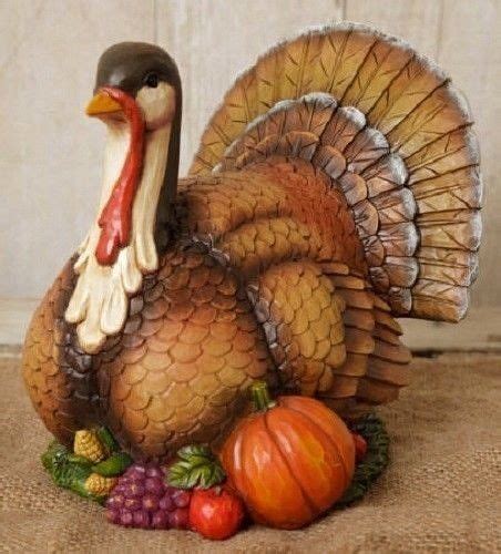 Turkey Figurine Statue Fall Thanksgiving Pumpkin Primitive Resin