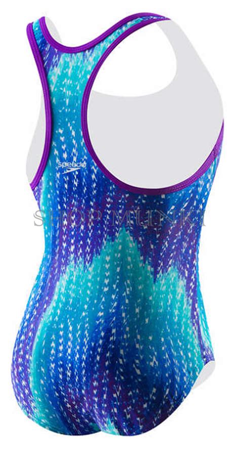 Speedo Girls 1 Piece Sporty Racerback Colorful Fashion Comfort