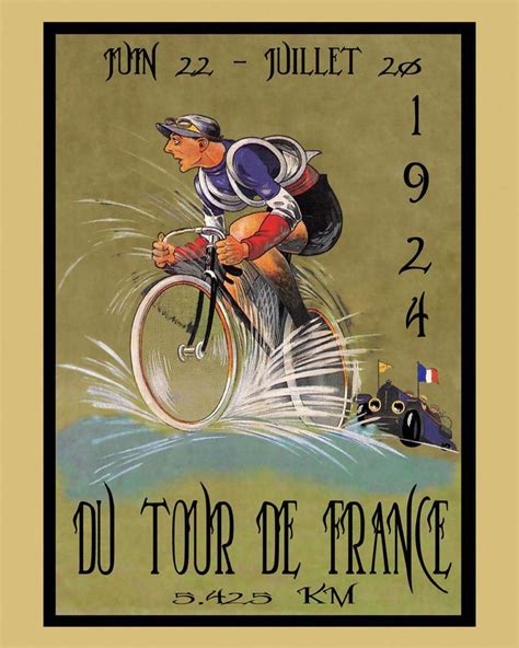 1924 Tour De France French World Bicycle Race Sport Vintage Poster Repo