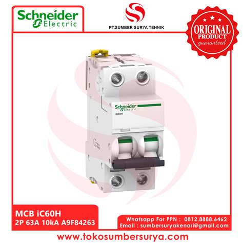 MCB Mini Circuit Breaker IC60H 2P 63A 10kA Saklar Listrik ON OFF