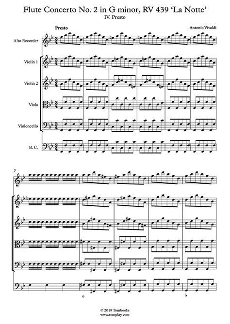 Flute Concerto No 2 In G Minor RV 439 La Notte IV Presto Violin