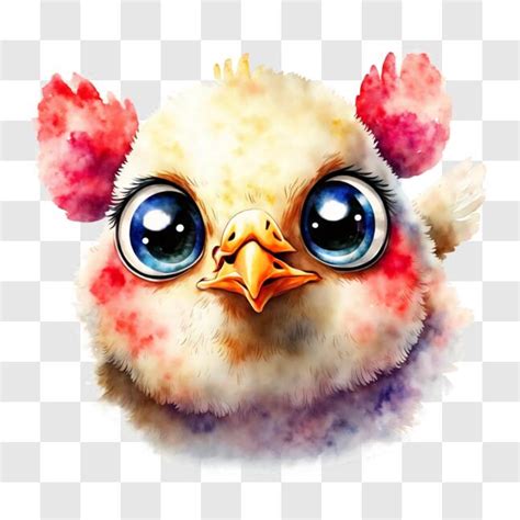 Descarga Gallina Colorida Con Grandes Ojos Azules Foto De Stock PNG