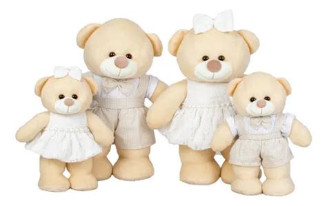 Família Urso Pelúcia Chá Revelação 4 Peças Nude Parcelamento sem juros