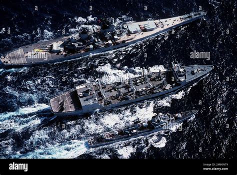 An Aerial Port Bow View Of The Battleship USS NEW JERSEY BB 62