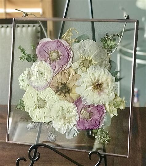 Custom Pressed Bridal Bouquet Sympathy Wall Hangings Etsy Bridal