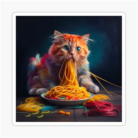 "Cat eating spaghetti a Spaghetti Cat" Sticker for Sale by ValleyDream ...