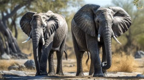 Premium AI Image African Bush Elephants Loxodonta Africana Generative AI