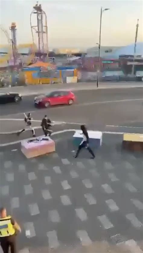 Security Guards Watch On As Machete Wielding Youths Fight At Seaside Theme Park Uk News