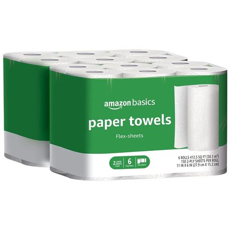 Amazon Basics 2 Ply Flex Sheets Paper Towels 12 Basics Rolls 32