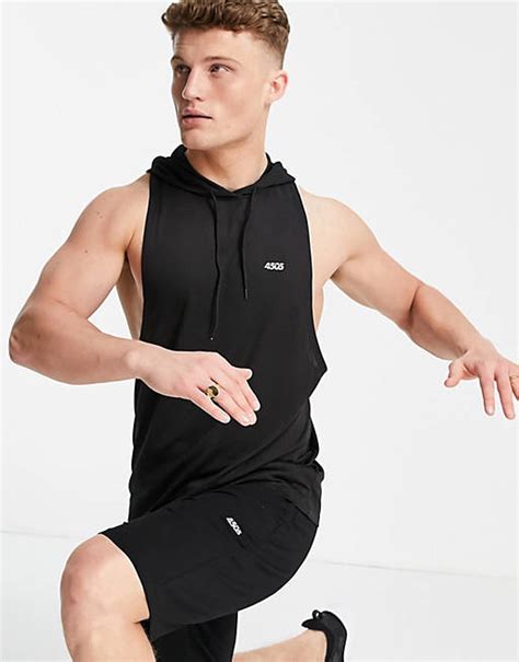 Asos 4505 T Shirt De Sport Sans Manches à Capuche Avec Emmanchures