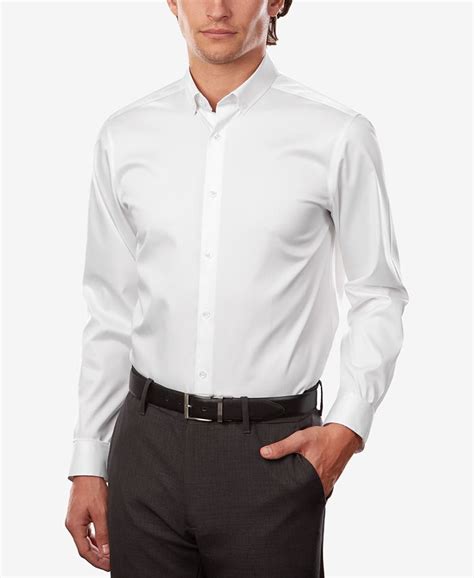 Calvin Klein Mens Steel Slim Fit Non Iron Performance Stretch Button Down White Dress Shirt