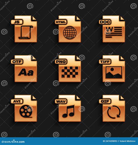 Set Png File Document Wav Tiff Doc De Avi Otf Y Icono Js Vector