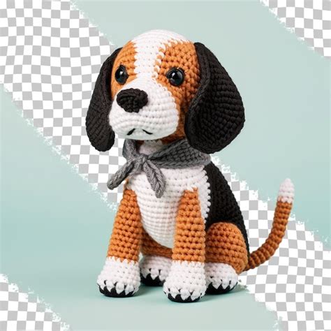 Perro Beagle Amigurumi De Crochet En Varios Colores Y Un Lazo Sentado