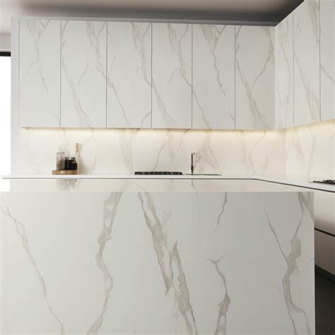 Plan De Travail Cuisine Blanc Quartz Calacatta Idillio Mpc