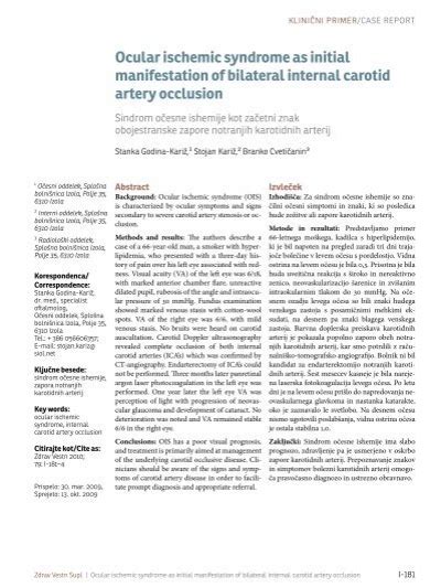 Ocular ischemic syndrome as initial manifestation of bilateral ...