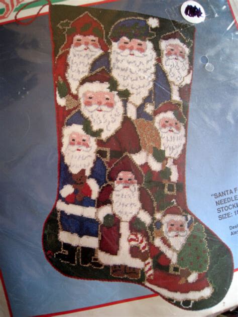 Bucilla Christmas Needlepoint Stocking Kit SANTA FACES 18 60691