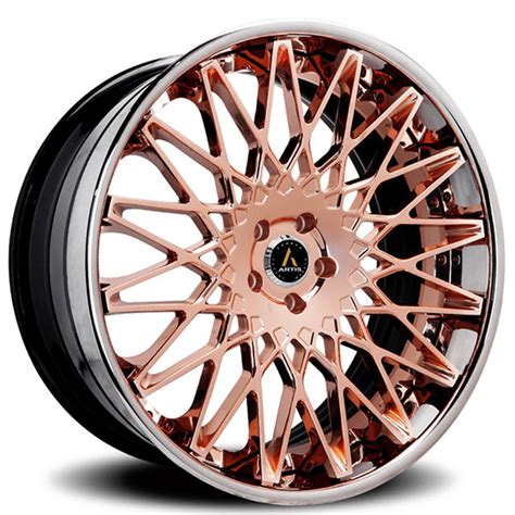 24 Artis Forged Wheels Monza Brushed Rose Gold Face With Chrome Lip