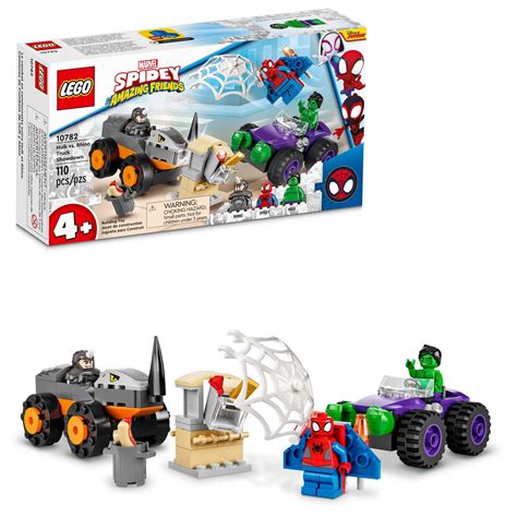 Buy LEGO Marvel Hulk vs. Rhino Monster Truck Showdown, Toy for Kids, Boys & Girls Ages 4 and Up ...