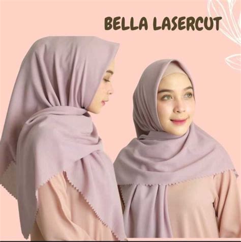 Hijab Bella Segiempat Laser Cut Warna Terlengkap Bella Laser Warna