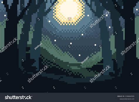 Night View Forest Pixel Art Style Stock Vector (Royalty Free ...